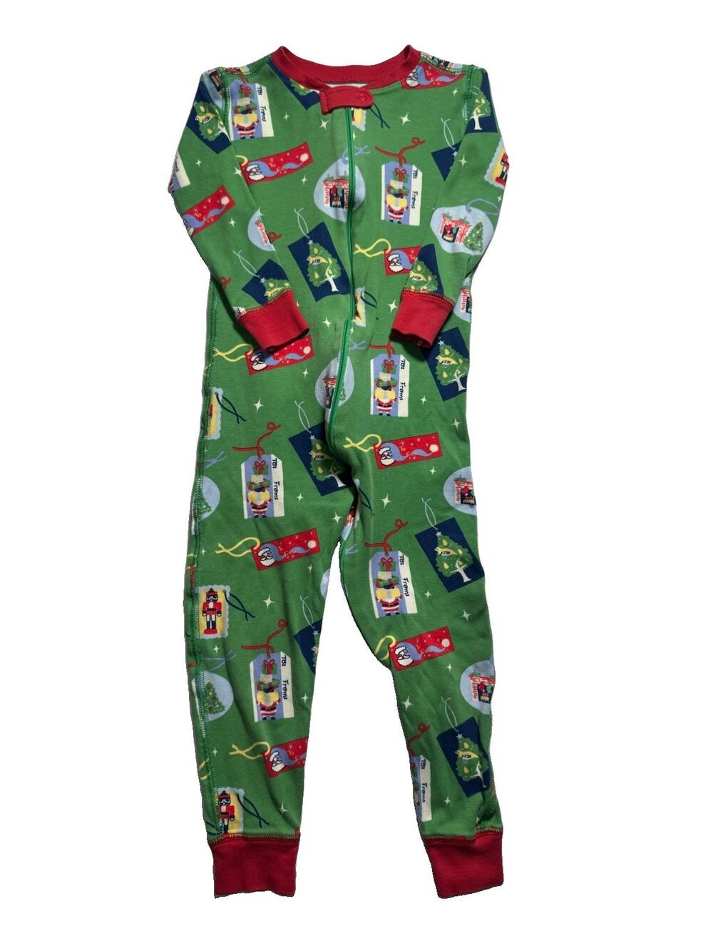The Beaufort Bonnet Co 4T Christmas Pajamas Pima Cotton Zip Footless Green